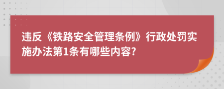 违反《铁路安全管理条例》行政处罚实施办法第1条有哪些内容?