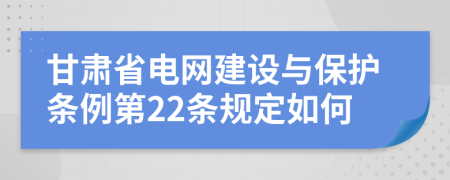 甘肃省电网建设与保护条例第22条规定如何