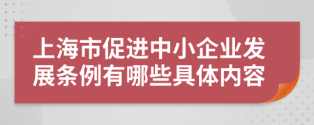 上海市促进中小企业发展条例有哪些具体内容