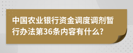 中国农业银行资金调度调剂暂行办法第36条内容有什么?