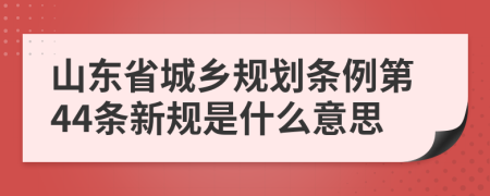 山东省城乡规划条例第44条新规是什么意思