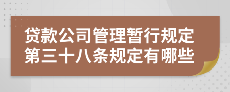 贷款公司管理暂行规定第三十八条规定有哪些