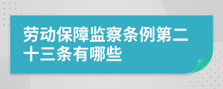 劳动保障监察条例第二十三条有哪些