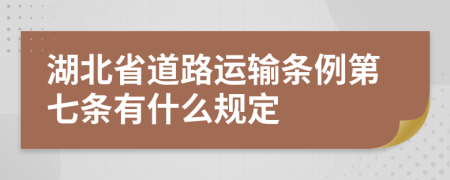 湖北省道路运输条例第七条有什么规定