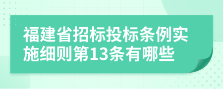 福建省招标投标条例实施细则第13条有哪些