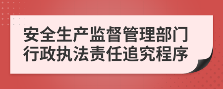 安全生产监督管理部门行政执法责任追究程序