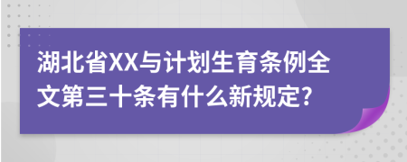 湖北省XX与计划生育条例全文第三十条有什么新规定?