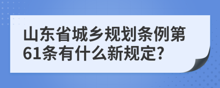 山东省城乡规划条例第61条有什么新规定?