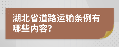 湖北省道路运输条例有哪些内容？