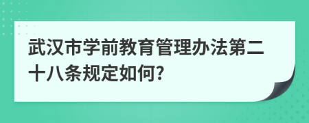 武汉市学前教育管理办法第二十八条规定如何?