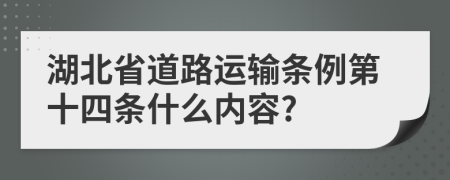 湖北省道路运输条例第十四条什么内容?