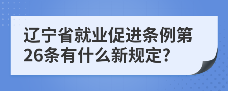 辽宁省就业促进条例第26条有什么新规定?