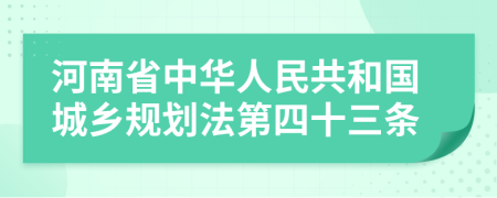 河南省中华人民共和国城乡规划法第四十三条