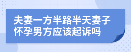 夫妻一方半路半天妻子怀孕男方应该起诉吗
