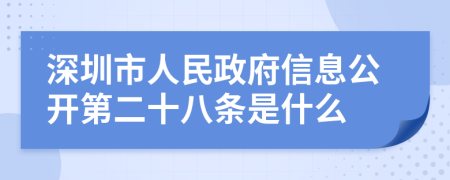 深圳市人民政府信息公开第二十八条是什么