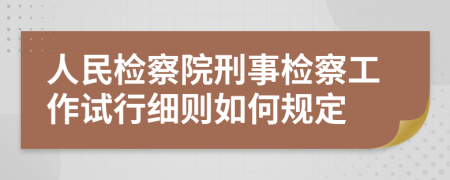 人民检察院刑事检察工作试行细则如何规定