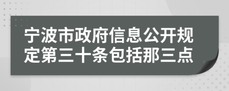 宁波市政府信息公开规定第三十条包括那三点