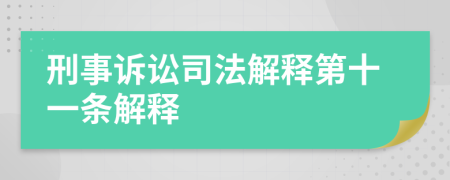 刑事诉讼司法解释第十一条解释