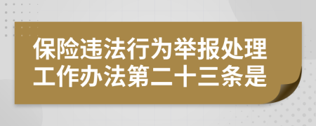 保险违法行为举报处理工作办法第二十三条是