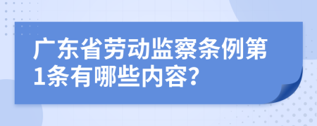广东省劳动监察条例第1条有哪些内容？