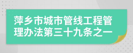 萍乡市城市管线工程管理办法第三十九条之一