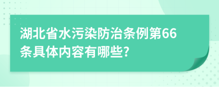 湖北省水污染防治条例第66条具体内容有哪些?