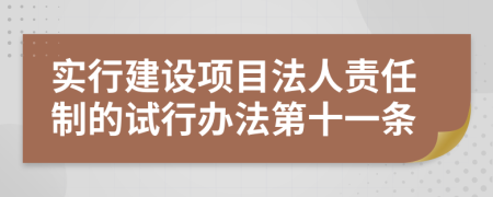 实行建设项目法人责任制的试行办法第十一条