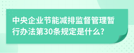 中央企业节能减排监督管理暂行办法第30条规定是什么?