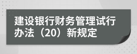 建设银行财务管理试行办法（20）新规定