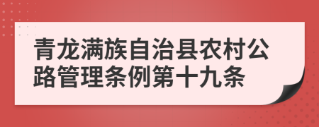 青龙满族自治县农村公路管理条例第十九条