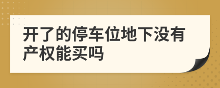 开了的停车位地下没有产权能买吗