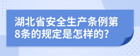 湖北省安全生产条例第8条的规定是怎样的?