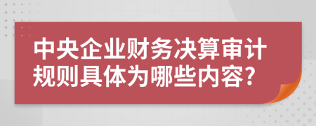 中央企业财务决算审计规则具体为哪些内容?