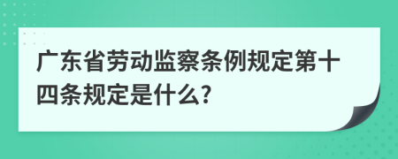 广东省劳动监察条例规定第十四条规定是什么?