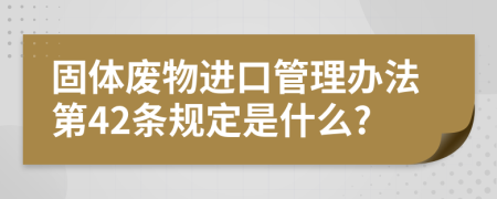 固体废物进口管理办法第42条规定是什么?