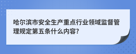 哈尔滨市安全生产重点行业领域监督管理规定第五条什么内容?