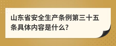 山东省安全生产条例第三十五条具体内容是什么?