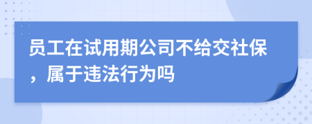 员工在试用期公司不给交社保，属于违法行为吗