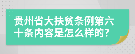 贵州省大扶贫条例第六十条内容是怎么样的?