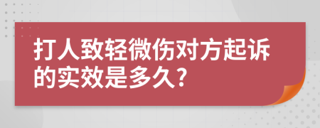 打人致轻微伤对方起诉的实效是多久?