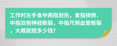 工作时左手食中两指划伤，食指桡侧．中指双侧神经断裂，中指尺侧血管断裂，大概能赔多少钱？