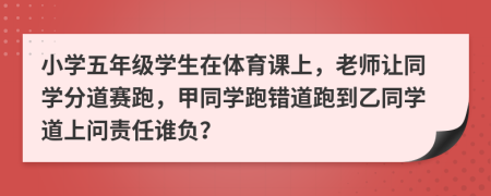 小学五年级学生在体育课上，老师让同学分道赛跑，甲同学跑错道跑到乙同学道上问责任谁负？