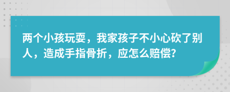 两个小孩玩耍，我家孩子不小心砍了别人，造成手指骨折，应怎么赔偿？