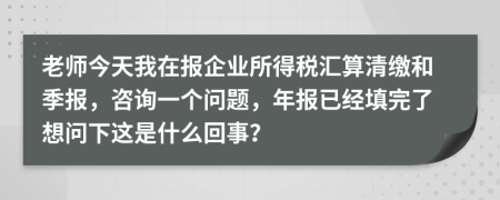 老师今天我在报企业所得税汇算清缴和季报，咨询一个问题，年报已经填完了想问下这是什么回事？