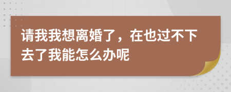 请我我想离婚了，在也过不下去了我能怎么办呢