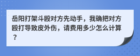 岳阳打架斗殴对方先动手，我确把对方殴打导致皮外伤，请费用多少怎么计算？