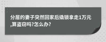 分居的妻子突然回家后撬锁拿走1万元,算盗窃吗?怎么办?