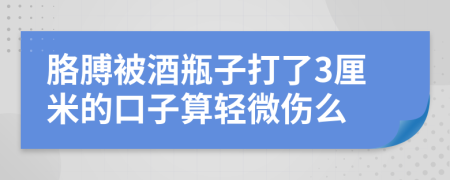 胳膊被酒瓶子打了3厘米的口子算轻微伤么