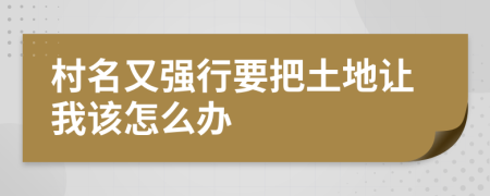 村名又强行要把土地让我该怎么办