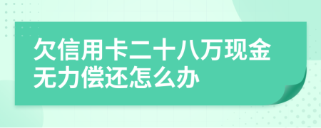 欠信用卡二十八万现金无力偿还怎么办